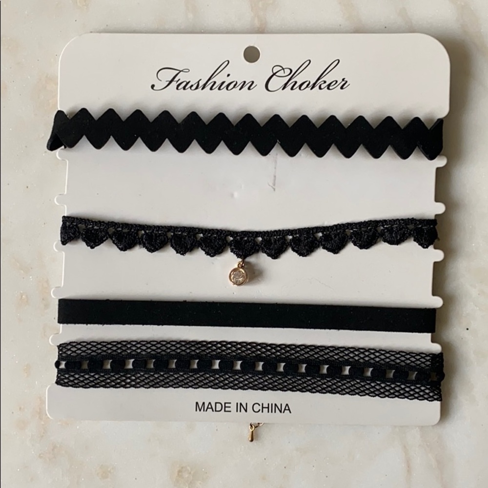 Black Fashion Choker - set of 4